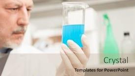  Presentation with lab test - PPT theme with close-up-portrait background and a coral colored foreground