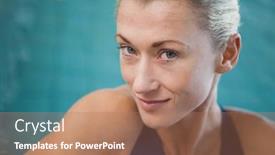  Presentation with swimmer - Beautiful theme featuring close-up portrait of a female swimmer by the pool at leisure center backdrop and a coral colored foreground
