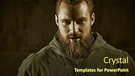  Presentation with strength - PPT theme with close-up-portrait background and a tawny brown colored foreground