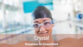  Presentation with swimmer - PPT theme having close up portrait background and a coral colored foreground