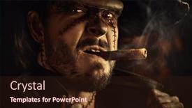  Presentation with horror evil - Presentation design consisting of close-up-portrait and a wine colored foreground