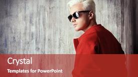  Presentation with black men - Slide set with close-up portrait of a fashionable male model with blond hair wearing red coat and black sunglasses men's beauty fashion background and a red colored foreground