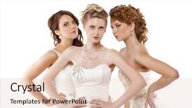  Presentation with white wedding - Beautiful PPT layouts featuring close up portrait of a three beautiful woman in wedding dress isolated over white background backdrop and a lemonade colored foreground