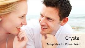  Presentation with young happy couple - Amazing theme having close-up portrait of a young happy couple shallow dof with focus on the man backdrop and a lemonade colored foreground