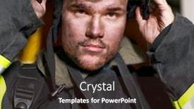  Presentation with fire truck - Cool new PPT layouts with close-up portrait backdrop and a wine colored foreground