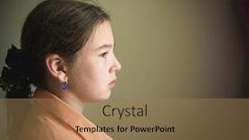  Presentation with sad girl - Beautiful slide deck featuring close-up portrait of a sad girl 12-13 years brunette backdrop and a coral colored foreground