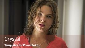  Presentation with sad girl - Beautiful theme featuring close-up portrait of a sad girl 12-13 years brunette backdrop and a tawny brown colored foreground