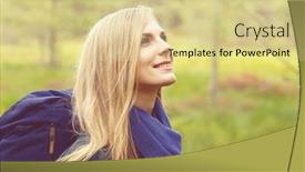  Presentation with tourism hiking - PPT layouts featuring walking in forest and swamp background and a blonde colored foreground