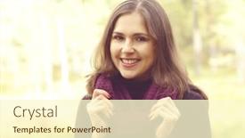  Presentation with camp - Beautiful PPT layouts featuring close-up portrait of a young beautiful and happy woman in forest camp adventure trip hiking concept backdrop and a cream colored foreground