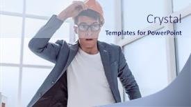  Presentation with architect - Beautiful theme featuring close-up-puzzled-young-architect backdrop and a sky blue colored foreground