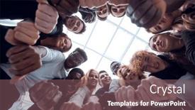  Presentation with unity - PPT theme consisting of close-up-ring-of-hands background and a violet colored foreground