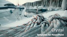  Presentation with yacht - Slide set having close-up-ropes-and-rigging background and a gray colored foreground