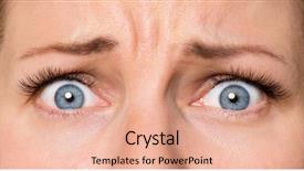  Presentation with human face - Slide deck consisting of close-up scared face background and a coral colored foreground