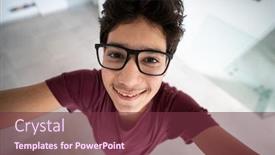  Presentation with selfie - Slide set featuring close-up-selfie-of-teenage background and a tawny brown colored foreground