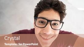  Presentation with selfie - Presentation design consisting of close-up-selfie-of-teenage background and a coral colored foreground