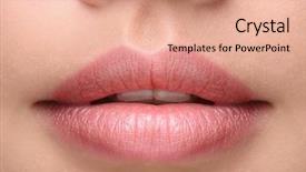  Presentation with lips - Audience pleasing presentation theme consisting of close up sexy plump lips backdrop and a coral colored foreground