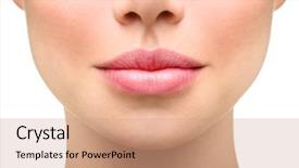  Presentation with lips - Beautiful PPT theme featuring close up sexy plump lips backdrop and a coral colored foreground