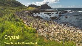  Presentation with water ocean - Cool new PPT layouts with close-up shoreline with boulders backdrop and a tawny brown colored foreground