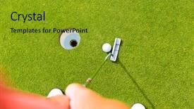  Presentation with golf player playing - Cool new PPT theme with close up shot - golf player putting ball backdrop and a gold colored foreground