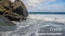  Presentation with ocean wave - Audience pleasing presentation theme consisting of close-up-shot-how-atlantic backdrop and a gray colored foreground