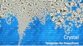  Presentation with code - Presentation theme having close up shot of american dollar and binary code background and a teal colored foreground