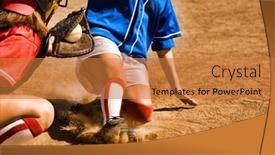  Presentation with home - PPT theme consisting of close-up-shot-of-baseball background and a gold colored foreground
