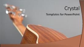  Presentation with ukulele - Slide deck having close-up shot of classic ukulele guitar back view selective focus background and a light gray colored foreground