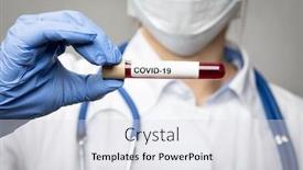  Presentation with surgical gloves - PPT layouts consisting of close-up-shot-of-doctor background and a sky blue colored foreground