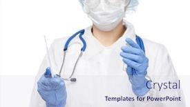  Presentation with shot - Slide set having close-up-shot-of-doctor background and a sky blue colored foreground