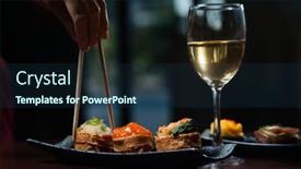  Presentation with chopstick - PPT theme with close-up-shot-of-female background and a navy blue colored foreground