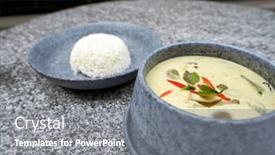  Presentation with chicken curry - PPT theme with close-up-shot-of-green background and a gray colored foreground