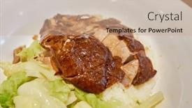  Presentation with white plate - Presentation theme consisting of close-up-shot-of-roasted background and a coral colored foreground