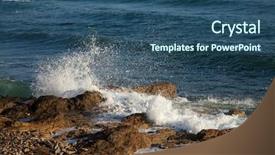  Presentation with stormy sea waves - Cool new slide deck with digital music streaming multimedia entertainment online concept backdrop and a dark gray colored foreground