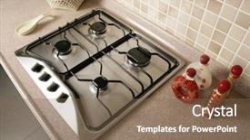  Presentation with shot - Beautiful presentation featuring close up shot of stove backdrop and a violet colored foreground