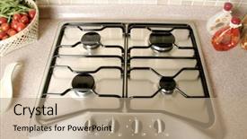  Presentation with gas - Slides enhanced with close up shot of stove background and a coral colored foreground
