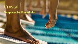  Presentation with shot - Presentation design consisting of close-up-shot-of-swimmers background and a tawny brown colored foreground