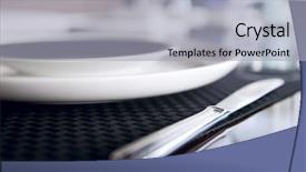  Presentation with close up shot - PPT theme having close-up shot of table background and a light gray colored foreground