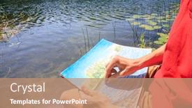  Presentation with crayons - PPT layouts with close-up-shot-of-teenager background and a coral colored foreground