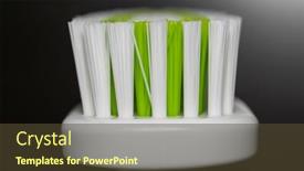  Presentation with tooth brush - Colorful PPT theme enhanced with close-up-shot-of-tooth backdrop and a tawny brown colored foreground