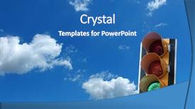  Presentation with green traffic light - PPT theme enhanced with set street signs - close up shot of traffic background and a teal colored foreground