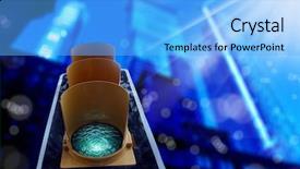  Presentation with green traffic light - Cool new PPT layouts with close up shot of traffic light on green backdrop and a light blue colored foreground