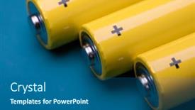  Presentation with batteries - Cool new PPT theme with close-up-shot-of-yellow backdrop and a ocean colored foreground