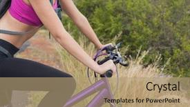  Presentation with biking - Amazing slides having close up side view of an athletic young woman mountain biking backdrop and a coral colored foreground