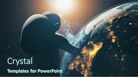  Presentation with star system - Slide deck enhanced with close-up-silhouette-astronaut-space background and a navy blue colored foreground