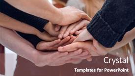  Presentation with interns - Beautiful presentation theme featuring close-up-smiling-interns-doctors backdrop and a coral colored foreground