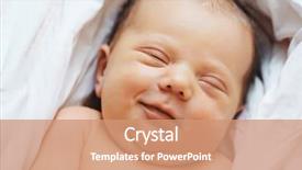  Presentation with baby sleeping - PPT layouts having close-up smiling newborn baby sleeping background and a coral colored foreground