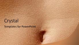  Presentation with human body stomach anatomy - Audience pleasing PPT theme consisting of close up stomach of woman backdrop and a coral colored foreground