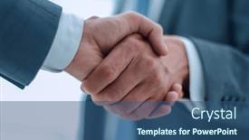  Presentation with strong - Beautiful slide set featuring close-up-strong-handshake backdrop and a ocean colored foreground