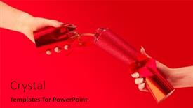  Presentation with cracker - Slide deck with close-up-studio-shot background and a dark gray colored foreground