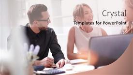  Presentation with new ideas - Presentation theme consisting of close-up-successful-business-team background and a lemonade colored foreground